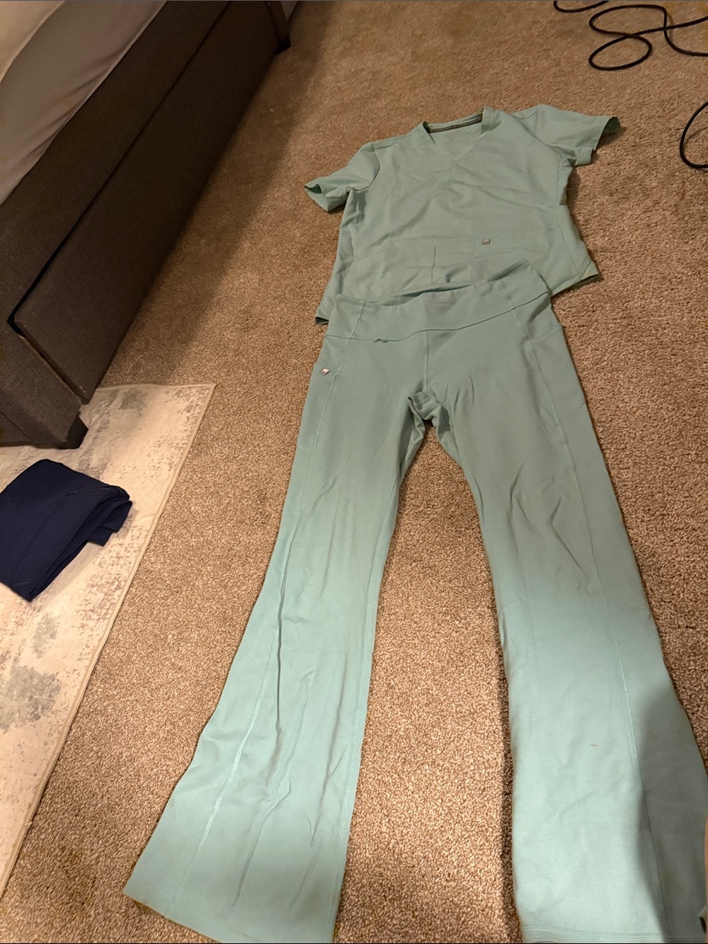 Fabletics Mint Green Boot-Cut Scrub Pants